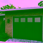 maison avec garage et porte d'entrée assorties bleus